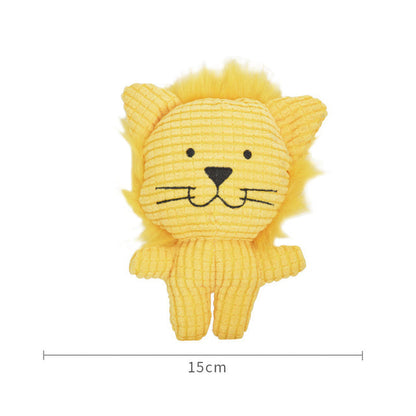 Soft plush animal toy with yellow fabric face and small ears