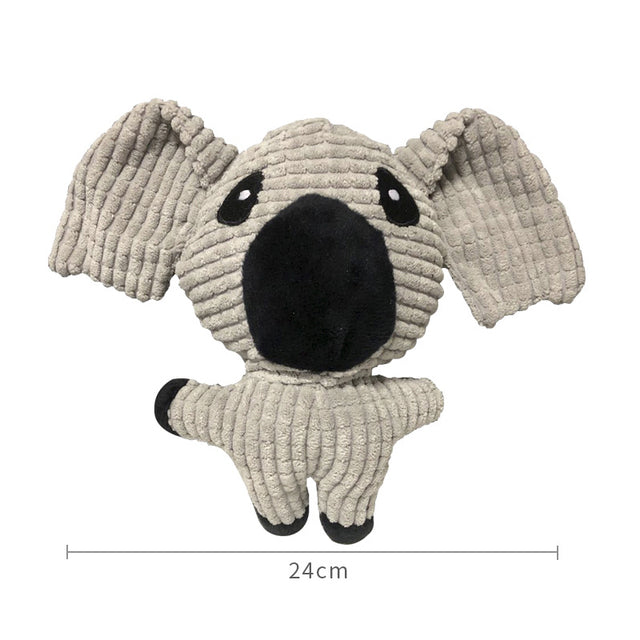 Soft plush koala toy in gray with black nose and front paws