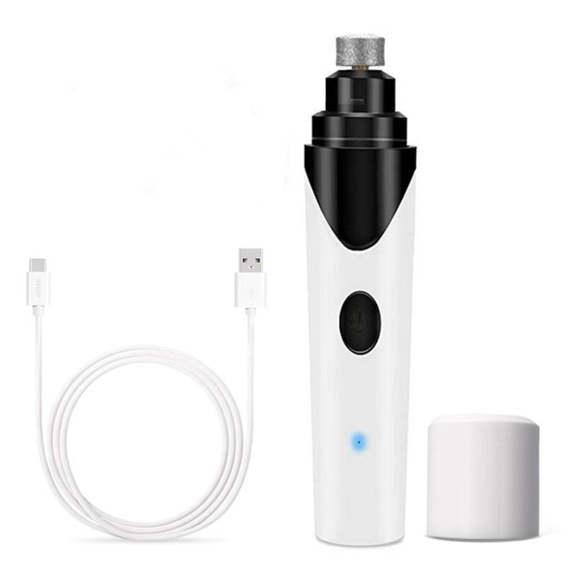 Rechargeable pet nail clipper kit with USB cable and protective grinding head cover