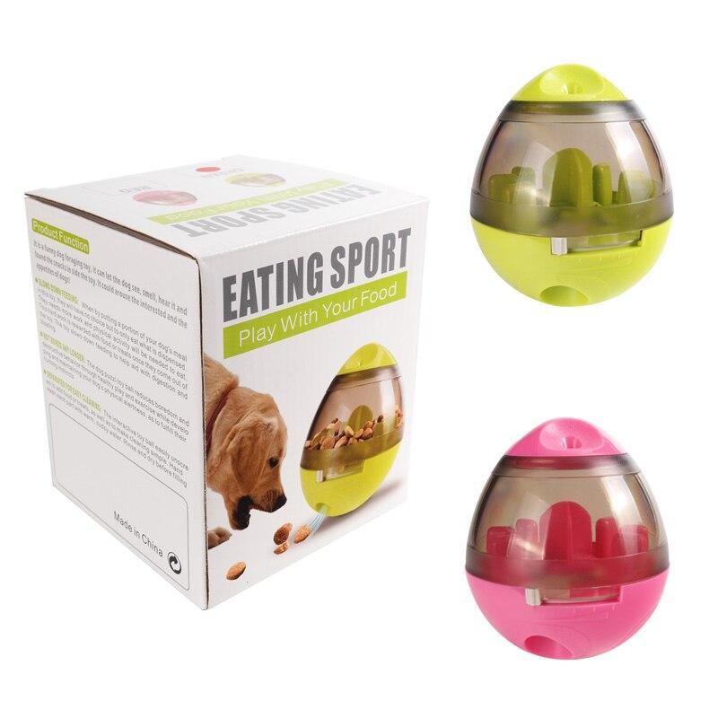 Interactive treat ball dispenser set: box and two ball toys in green and pink