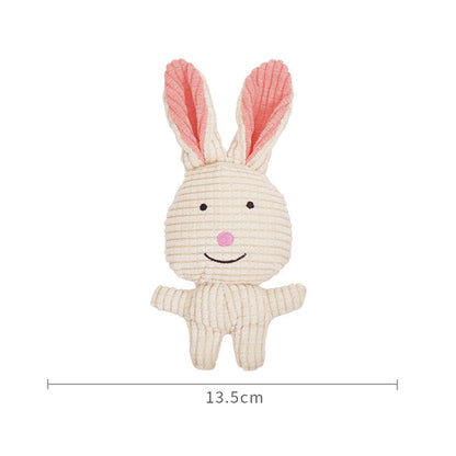 Rabbit-shaped plush baby toy with long ears, about 13.5 cm