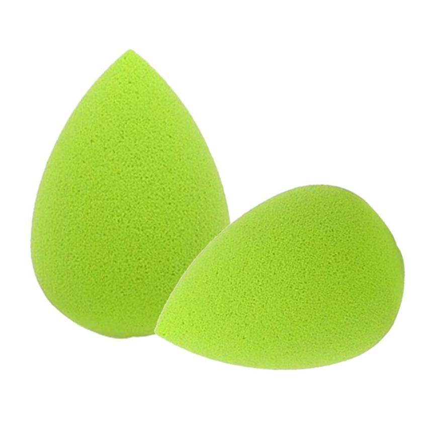 Makeup sponge blender set: lime green water-drop makeup sponges