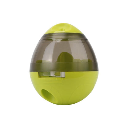 Interactive treat ball dispenser with lime green base and clear top