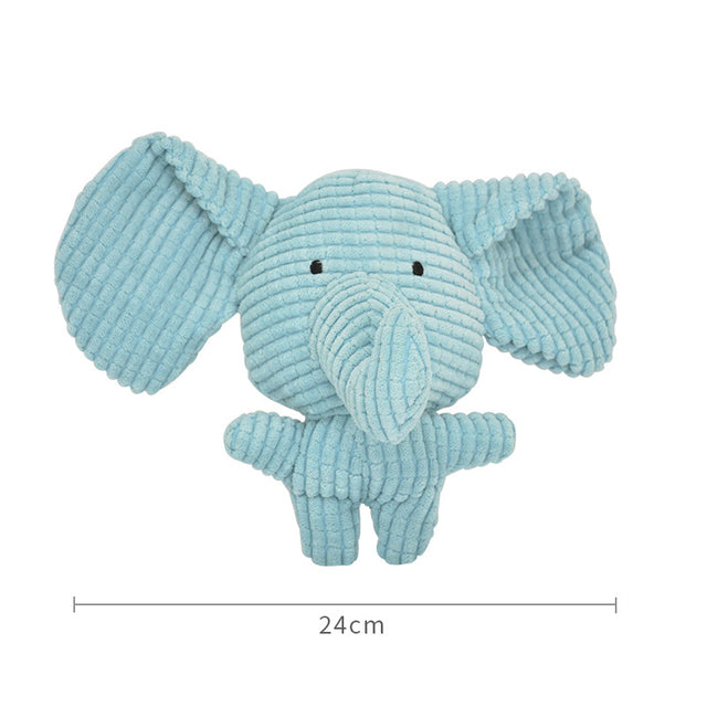 Elephant-shaped plush baby toy with long trunk and ears, about 24 cm
